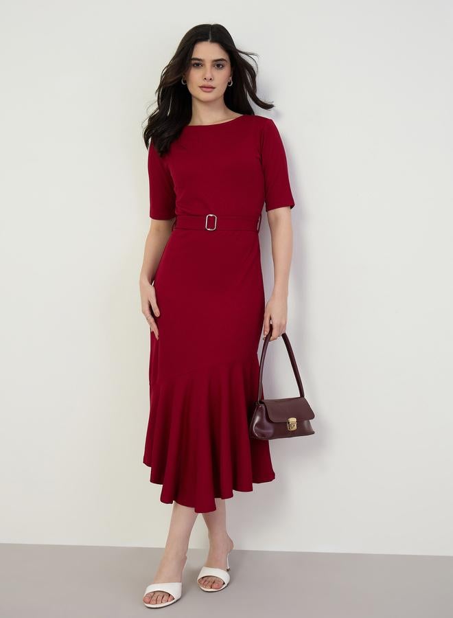 ستايلي فستان ميدي بحافة ذيل السمكة - Image 2